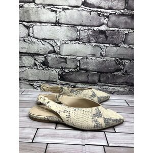 Cole Haan Grand.OS Ivory Leather Snake Print Pointed Mules Women Sz 6.5B US/37EU